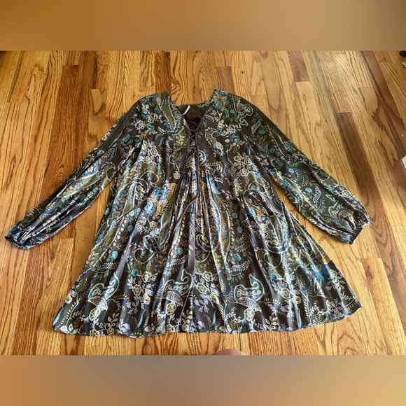 Free People Rain or Shine Paisley Bobo Tunic Dress with Pockets Size Small - Picture 1 of 12